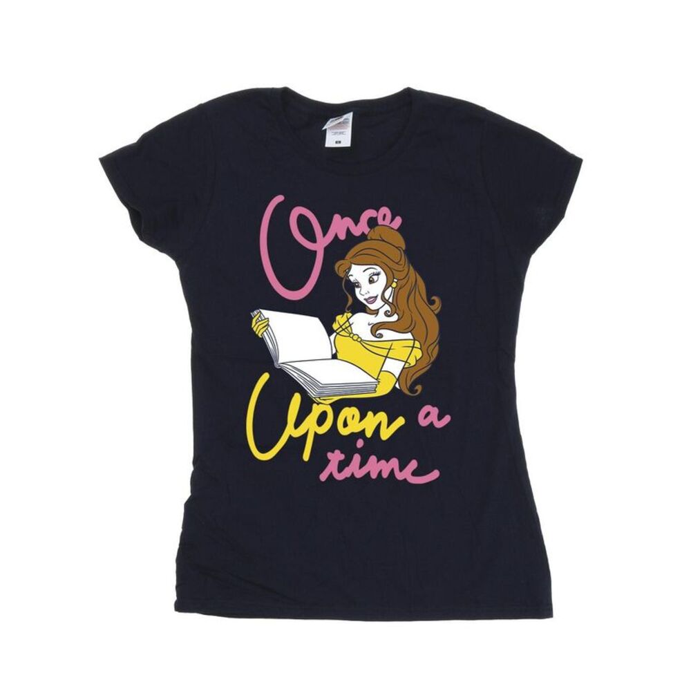 Beauty And The Beast Womens/Ladies Once Upon A Time Belle Cotton T-Shirt / Navy